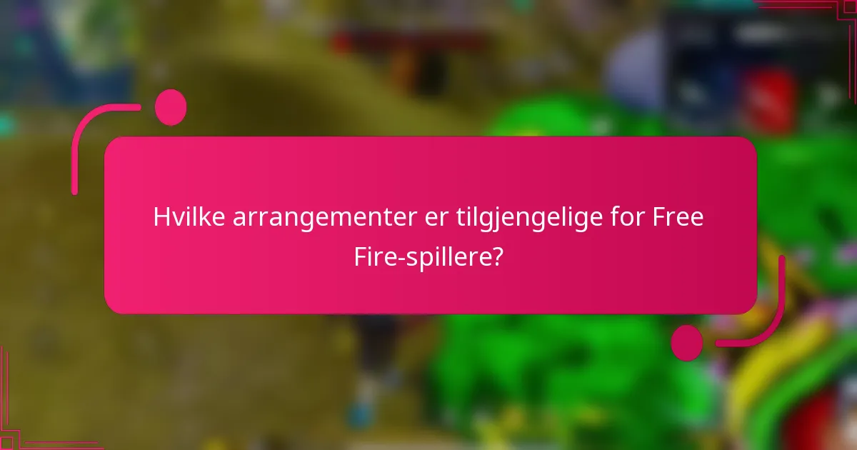 Hvilke arrangementer er tilgjengelige for Free Fire-spillere?