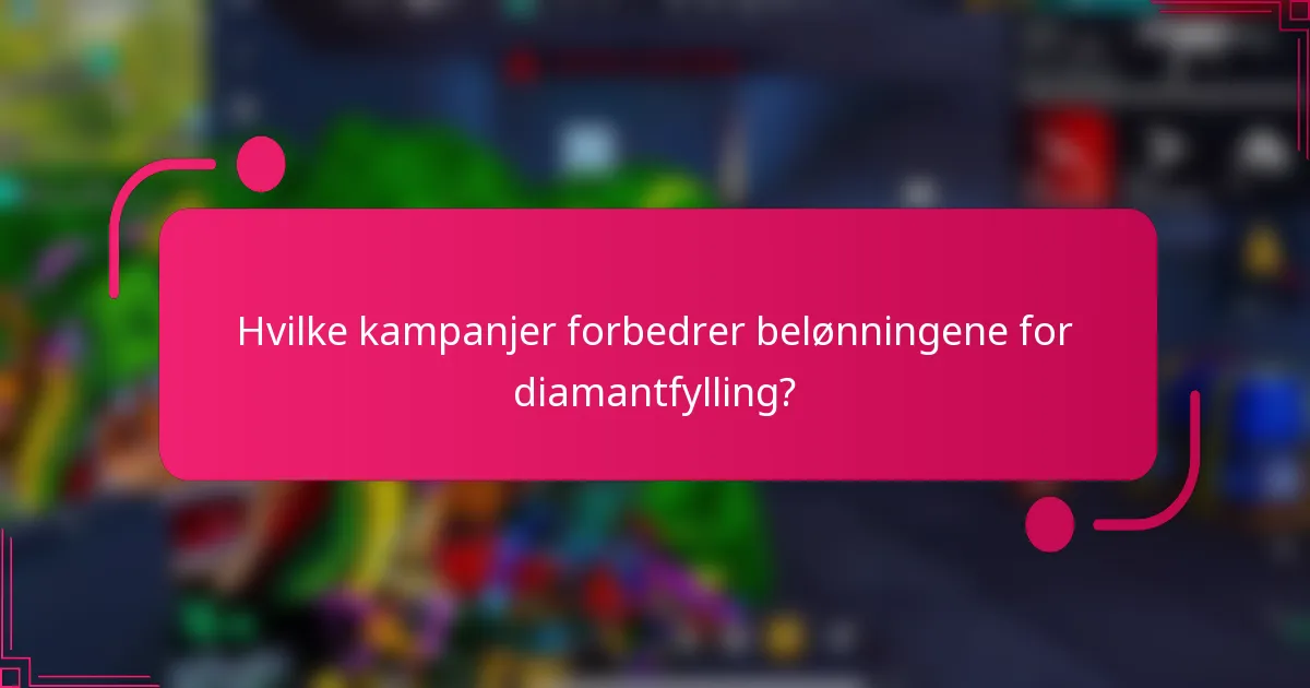 Hvilke kampanjer forbedrer belønningene for diamantfylling?